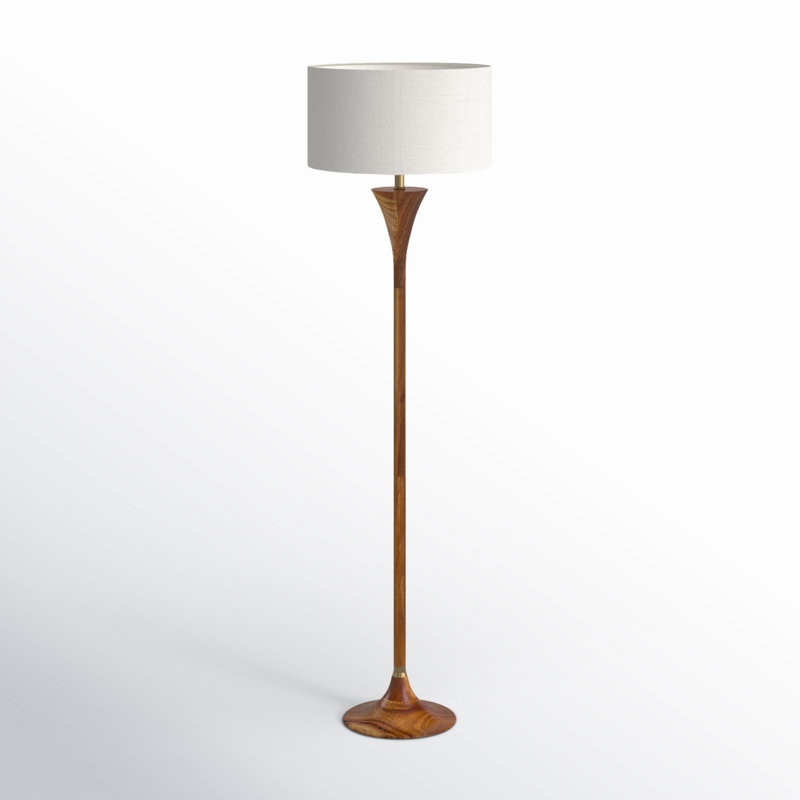 Lampe sur pied 60 po Remmy, Naturel / laiton antique