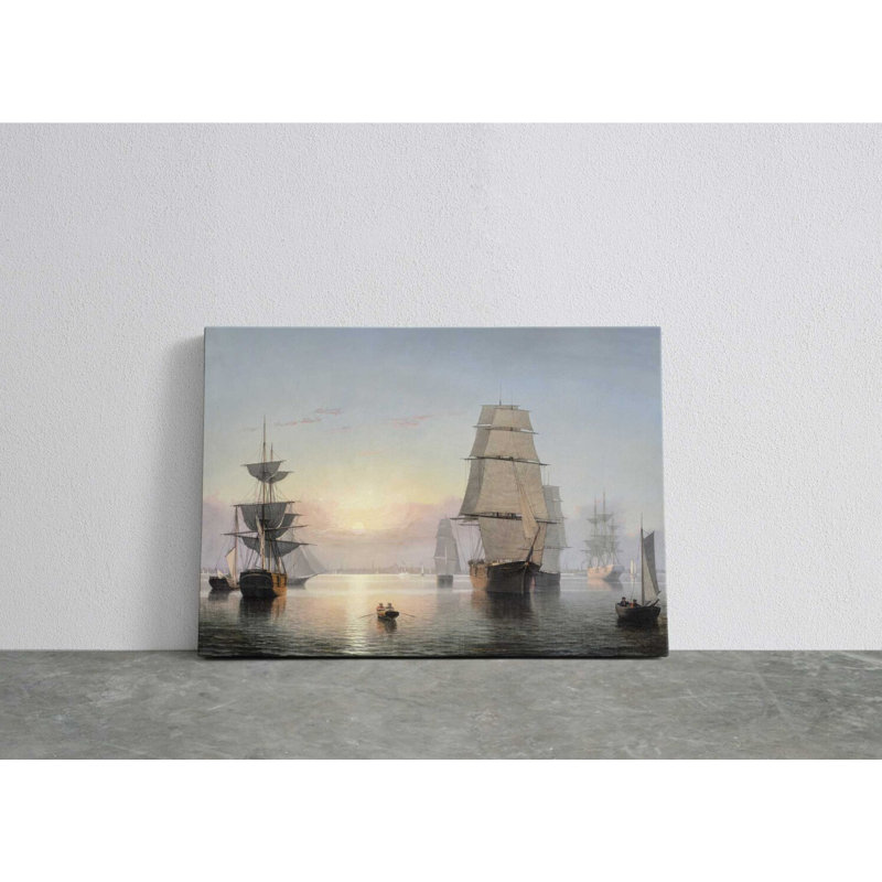 Boston Harbor Sunset - reproduction sur toile tendue - reproduction sur toile tendue, H 40 po x l 60 po x P 1 po