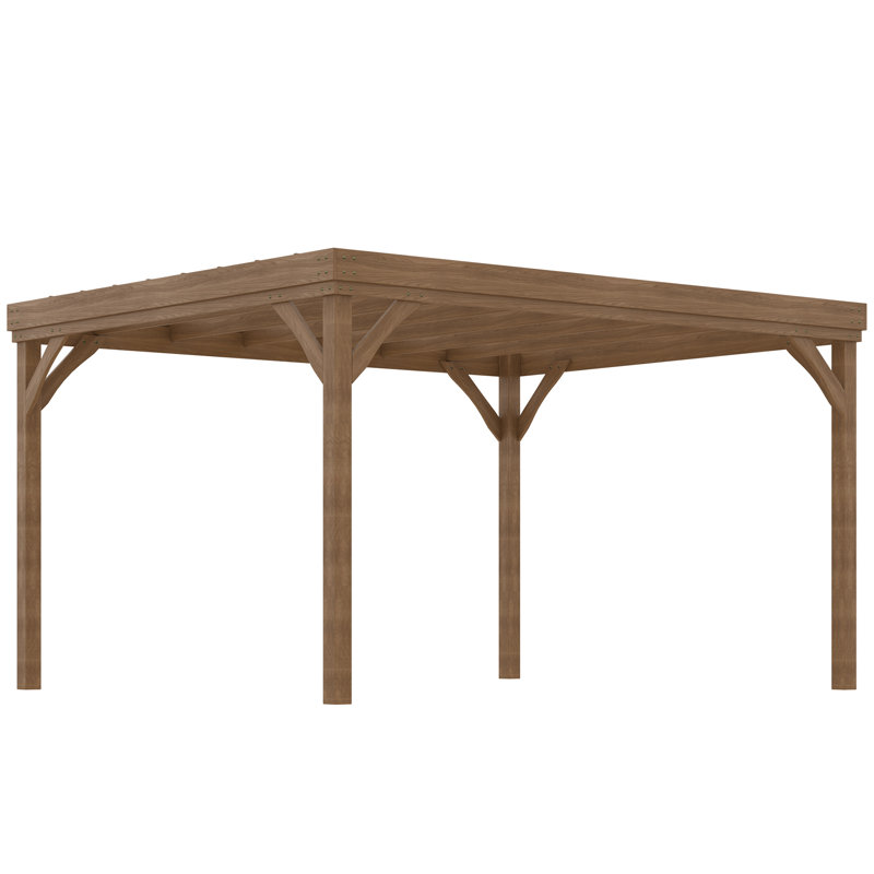 Pergola d'extérieur 10 pi x 12 pi Outsunny, Brun, L 120 po x P 144 po