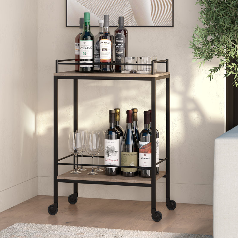 Barnes Metal Bar Cart, Gray Wash
