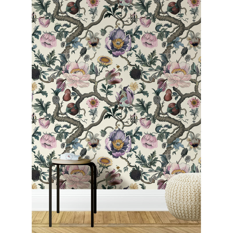 Rouleau de papier peint à motif floral complexe Bryelle