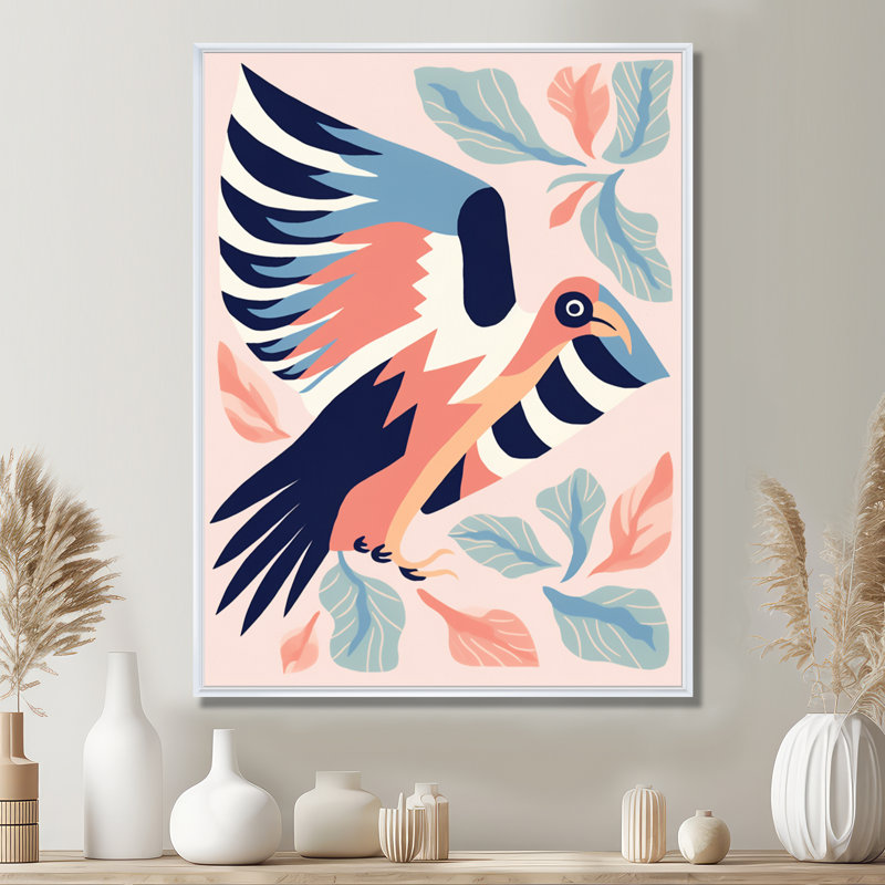 Aigle rétro, reproduction d'art mural, H 32 po x l 16 po x P 1 po, Toile avec cadre blanc