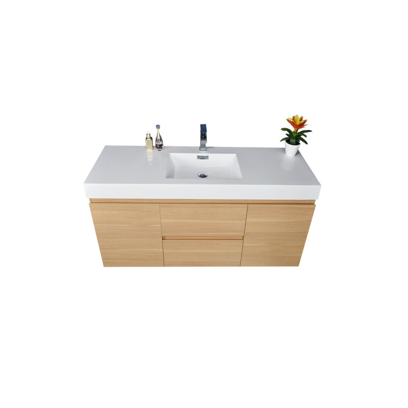 Comptoir de meuble-lavabo simple de 47 po avec lavabo blanc