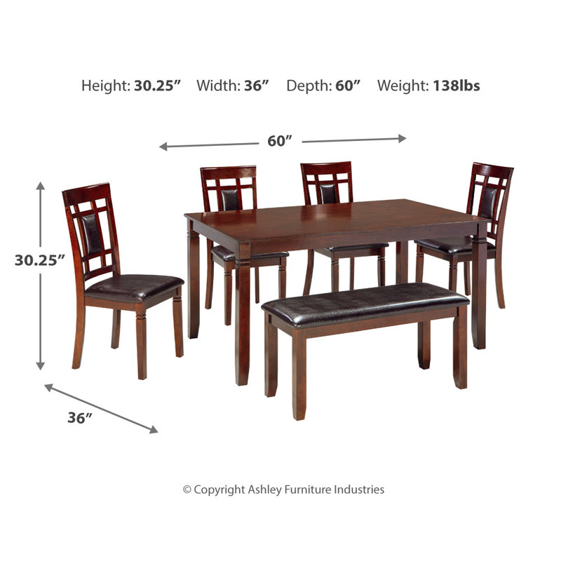 Table de salle à manger et chaises avec banc Bennox (ensemble de 6)