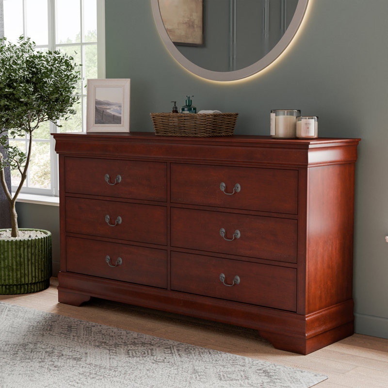 Commode en bois 6 tiroirs Aberdeen, Brun