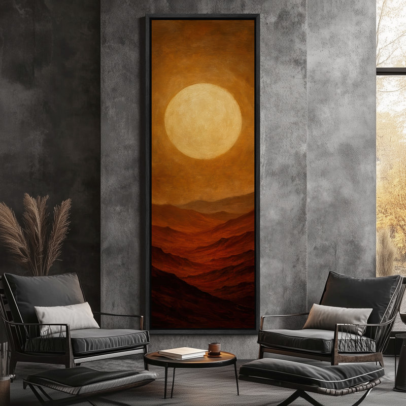 «Radiant Sun Over Red Desert Mountain Layers», reproduction d'art sur toile encadrée, H 60 po x l 20 po x P 1,5 po, Noir