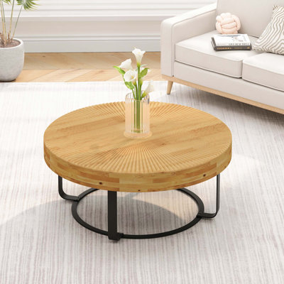 Table basse ronde avec pieds en métal