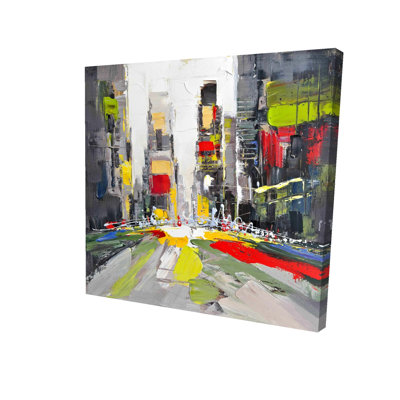 Abstract Texturized Cityscape - Gray Canvas Home Decor