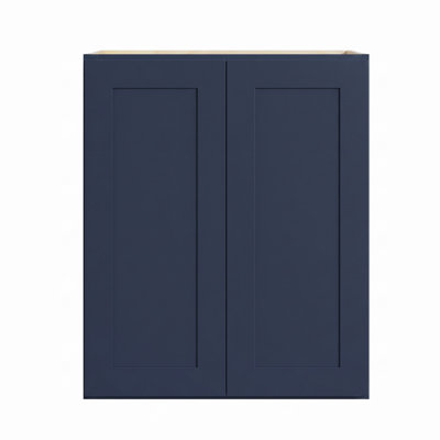 Armoire murale bleu marine Shaker, structure en bouleau massif, boîte d'armoire en contreplaqué, tablette réglable, finition matte douce, plusieurs tailles
