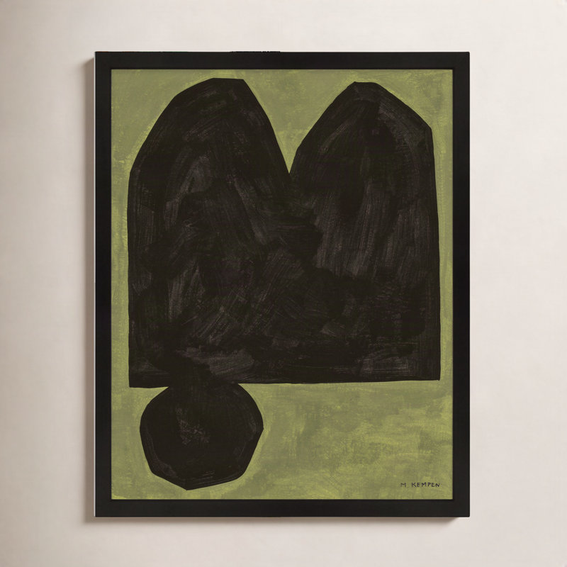 Module On Green 3 By Michael Kempen - Framed Wall Art, Black, 30" H x 24" W x 1.25" D