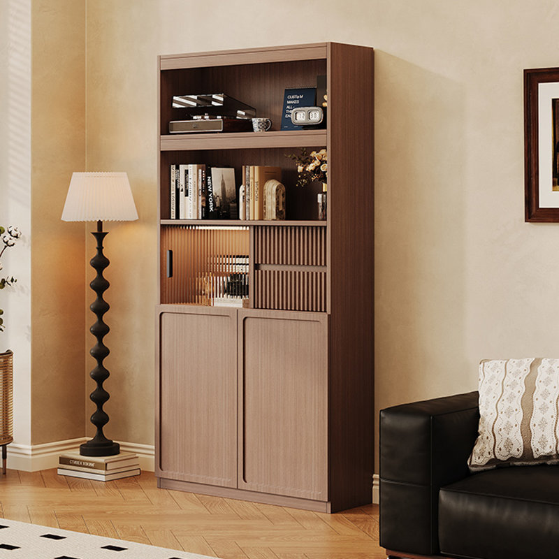 Brown Solid + Manufactured Wood+Glass Display Cases