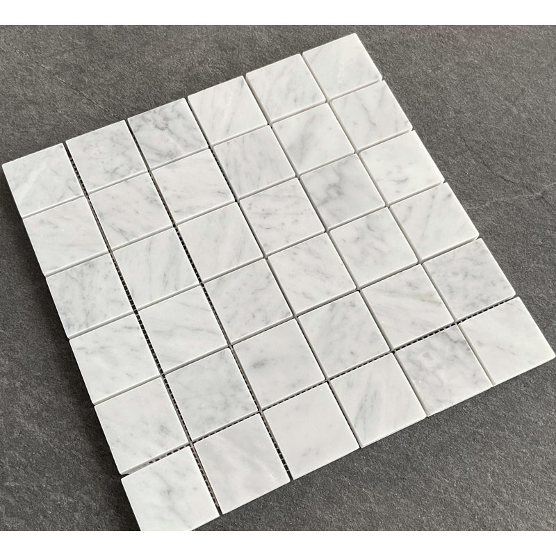 2" x 2" Grid Marble Mosaic Wall & Floor Tile, White Carrara (Honed)