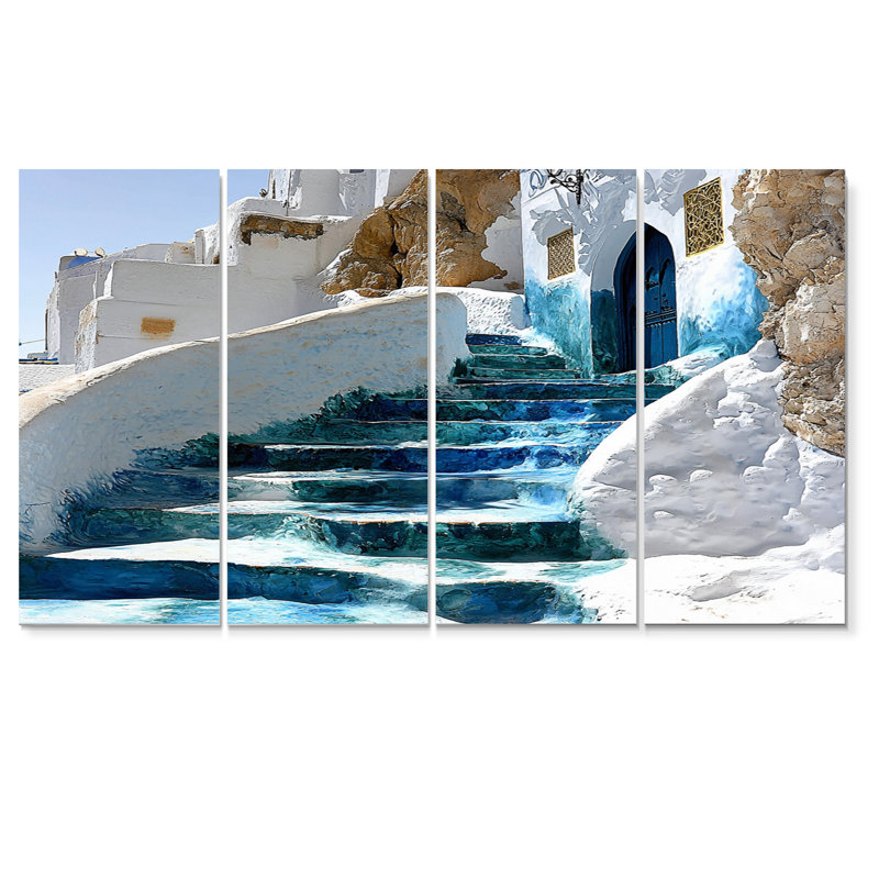 «Blue Chefchaouen Blue City In Morocco III», ensemble d'art sur toile, H 32 po x l 64 po