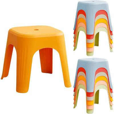 School Plastic Stackable Stools, 11.8 Inch Height Colorful Nesting Stools, Portable Backless Stool For Classroom , School Home Office