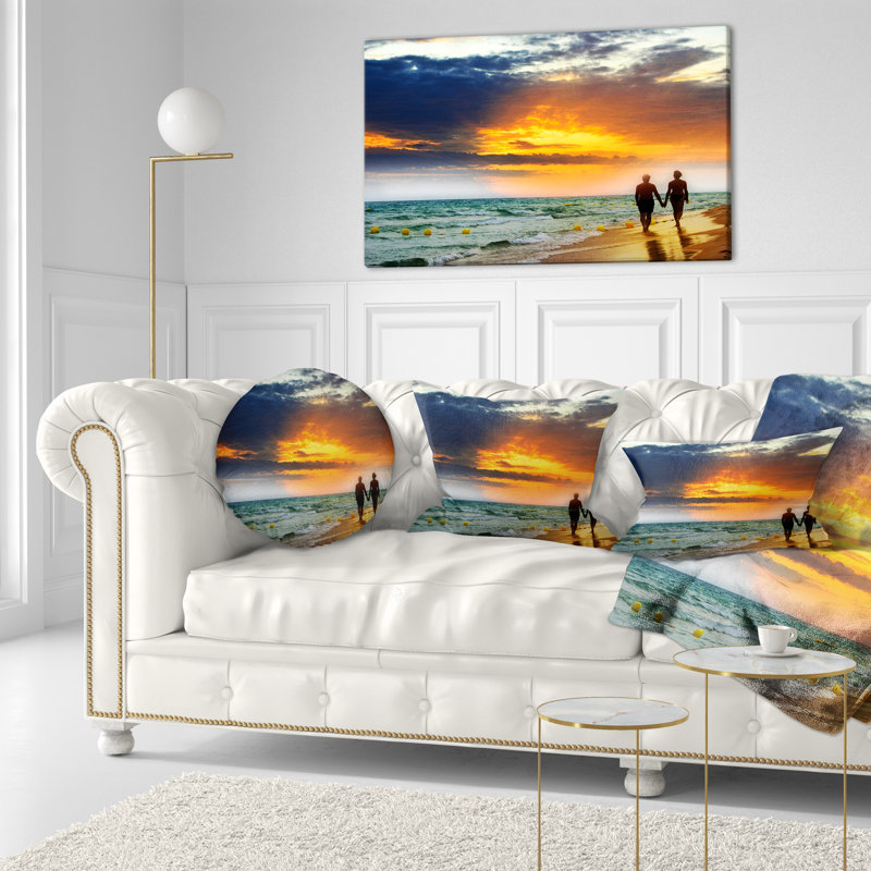Coussin décoratif lovers à la plage mer