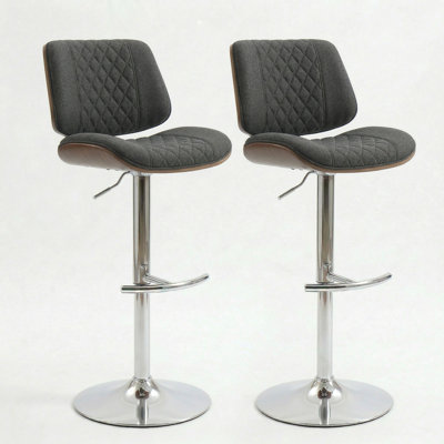 360° Swivel Chenille Upholstered Adjustable Height Dining Bar Pub Counter Stools With Metal Frame And Footrest (Set Of 2)
