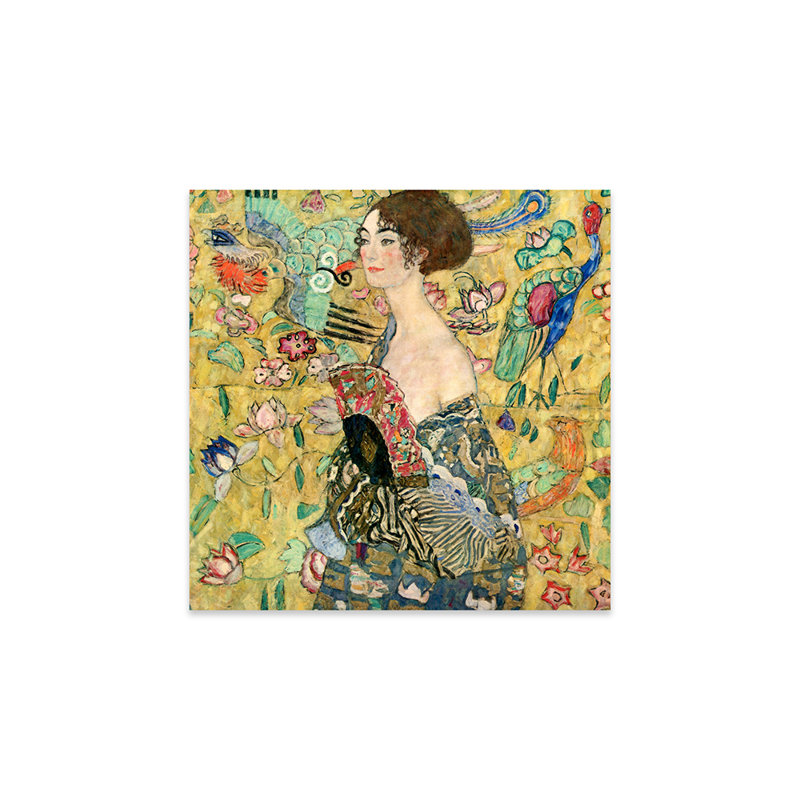 Lady With A Fan by Gustav Klimt - Unframed Graphic Art, 24" H x 24" W x 0.25" D