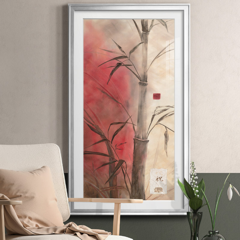 Bamboo Design II - Peinture encadrée, Argent, H 10,5 po x l 18,5 po x P 1,5 po