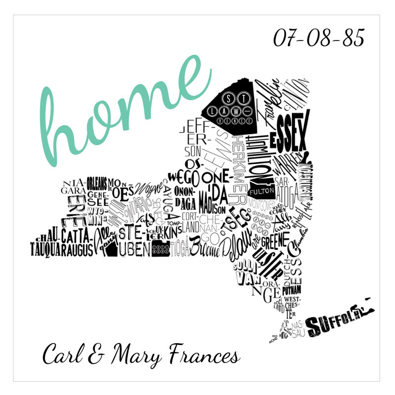 Décalcomanie murale personnalisée home new york state, H 24 po x l 24 po, Oui