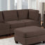 Canapé modulaire d'angle en tissu noir semblable au lin café