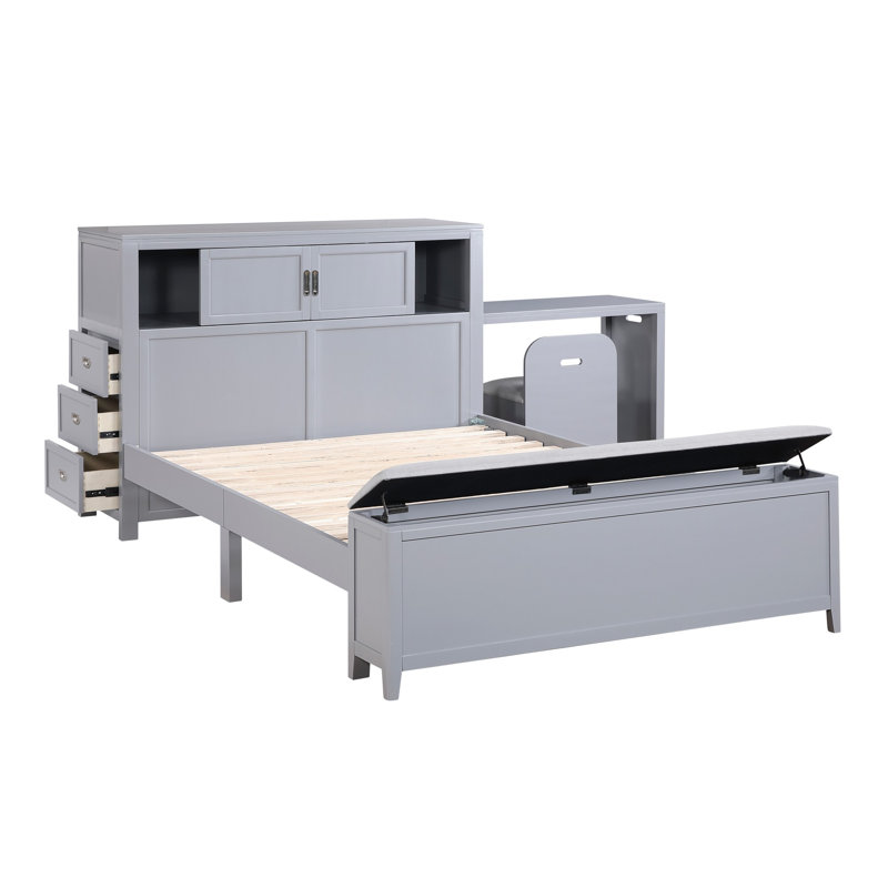 Cadre de lit plateforme Mid-Century, Full / Double, Gray