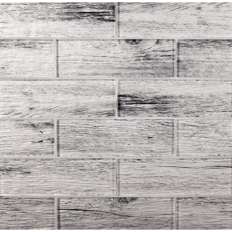 1.9" x 5.9" Glass Subway Mosaic Wall & Floor Tile, Silver