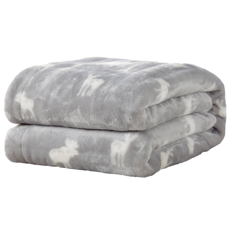 Couverture sherpa ultra douce et moelleuse, Simple, Orignal gris