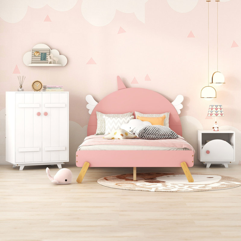 Ensemble de chambre à coucher 3 pièces avec lit plateforme et table de chevet, Double TG