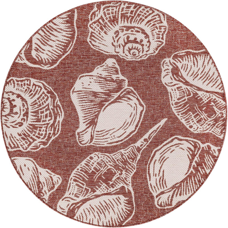 Tapis contemporain rouille et ivoire Ayton, Rond 5 pi 3 po