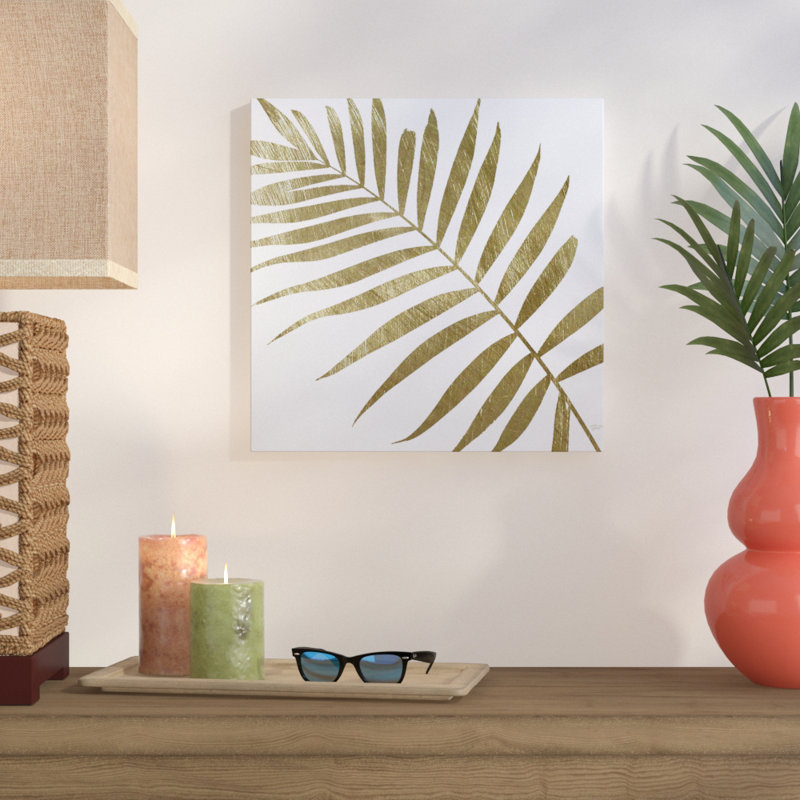 « golden frondes ii », reproduction de peinture à l’acrylique sur toile tendue de galerie, H 16 po x l 16 po x P 1,5 po