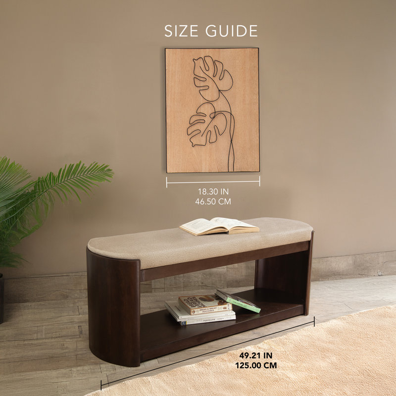 Banc de rangement en bois massif Noah, Noyer
