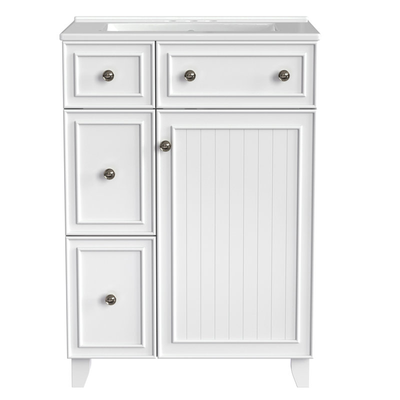 Ensemble de meuble-lavabo simple 24 po avec plateau en céramique Tasnim, Blanc