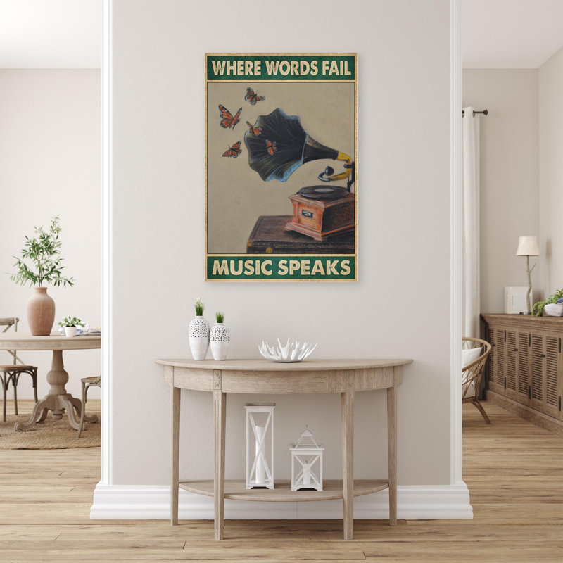 Quand les mots échouent, musique parle - Rectangle, impression sur toile tendue, H 14 po x l 11 po x P 1,25 po