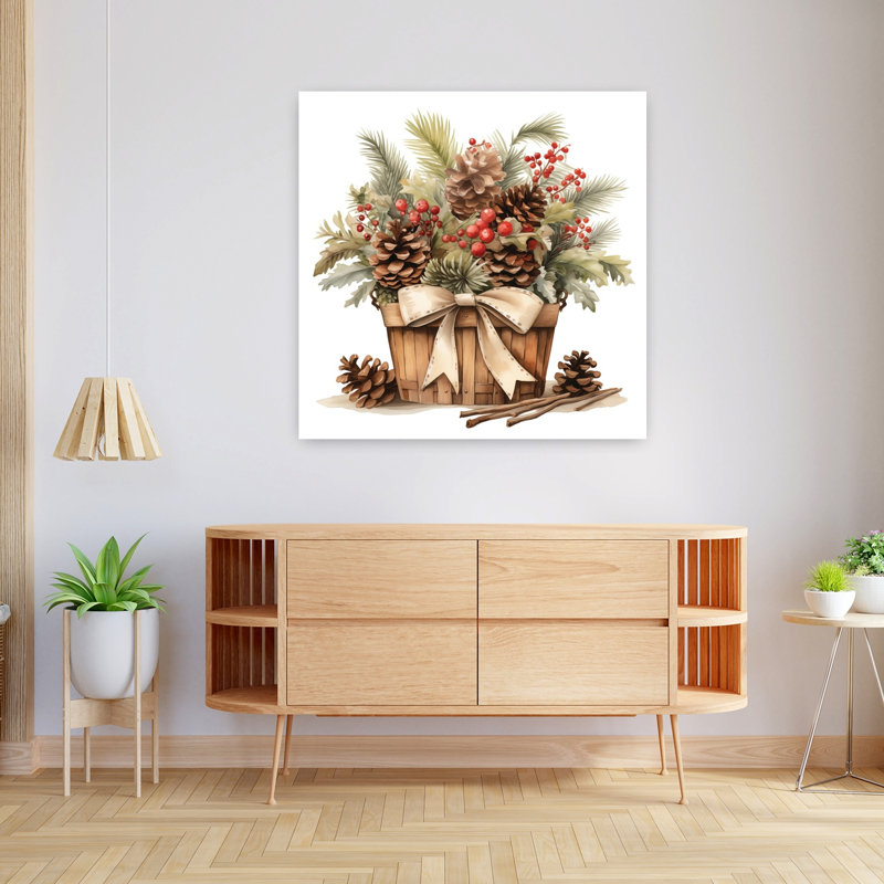 Art contemporain trésor de plancher de forêt avec art des fêtes de Noël, H 36 po x l 36 po