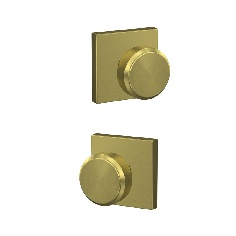 Bowery Double Dummy Knob with Collins Trim, Satin Brass