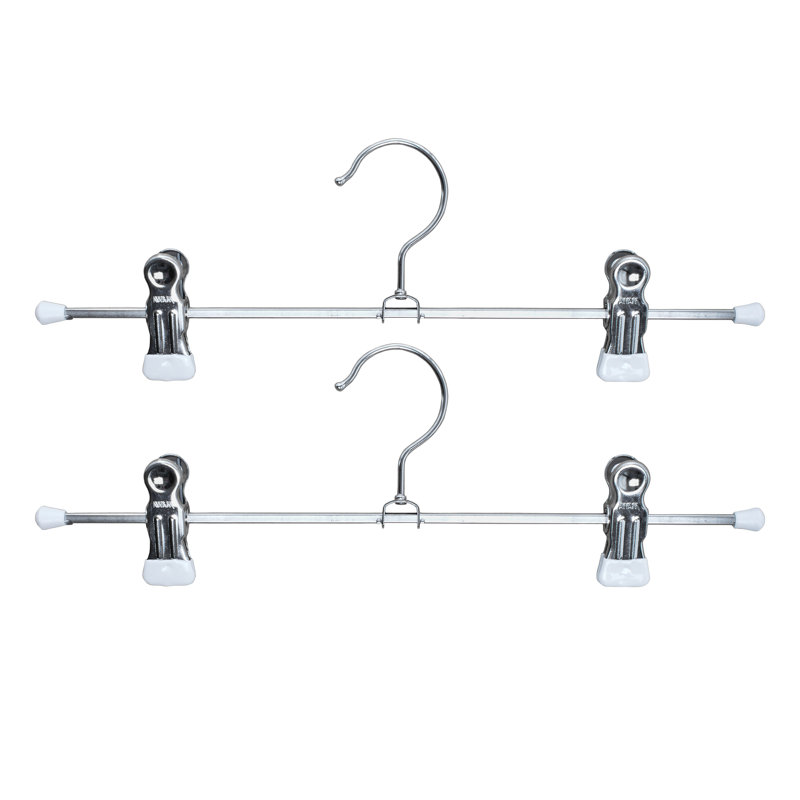 Cintre pour pantalons antidérapant avec pinces, Blanc, H 4,5 po x l 15,75 po x P 1,12 po
