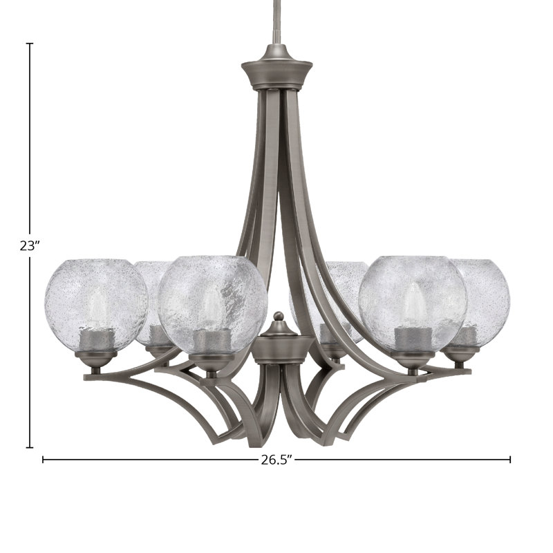 Lustre 5 lumières Zilo avec verre de 5,75 po Zilo, Bulles / fumée, Graphite
