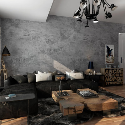 JSEVEM 16" X 354" Blue Grey Concrete Wallpaper Peel And Stick - Extra Thick Faux Cement Contact Paper, Waterproof, Oil-Proof, Matte Textured Vinyl Sticker For Walls, Garage, Basement, Kitchen