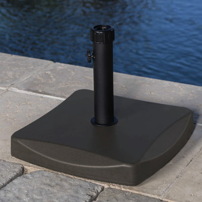 Umbrella Stand 55 Lbs - Concrete & Steel Made, Accommodates 8-Foot Umbrella, Brown, 17.43 In. X 14.52 In Heavy Base Solid Build,