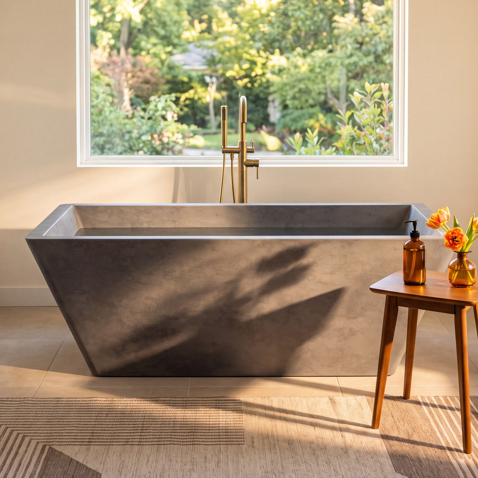 Mendocino NativeStone 66" Concrete Bathtub, Slate