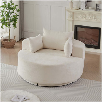 Fauteuil pivotant simple en mousse de chenille, canapé moderne moelleux, fauteuil pivotant à 360 degrés pour le salon, la chambre à coucher, le salon et la salle de projection