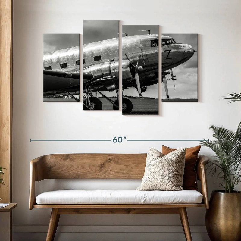 Black And White Aircraft, 32" H x 52" W