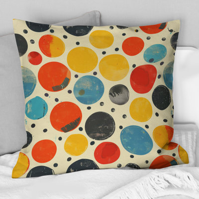 Coussin décoratif à pois orange et vert III
