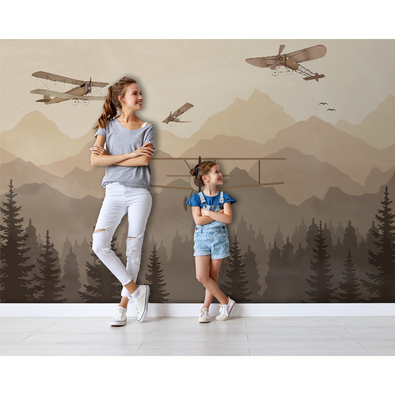 Murale de chambre d'enfant Vintage Airplanes, L 57 po x l 86 po