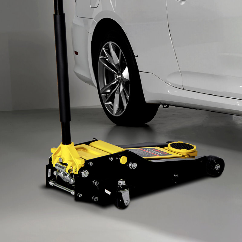 Low Profile Floor Jack, 4 Ton (8818 lbs) Capacity, Steel Racing Floor Jack with Dual Pistons Quick Lift Pump, Hydraulic Trolley Car Lift for Sport Utility Vehicle, Lifting Range 3.9-21.5 Inches