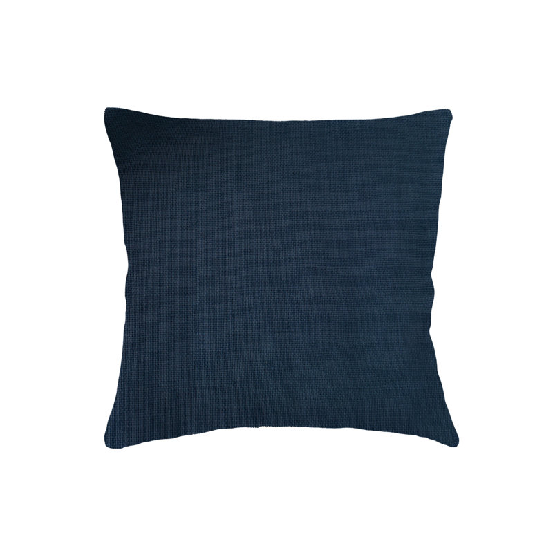 Oreiller en lin bleu marine 20 pi x 20 pi avec garniture en duvet synthétique, Navy Blue