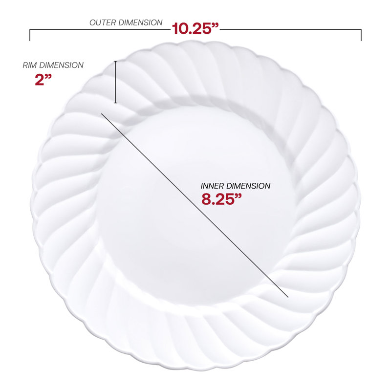 Assiettes en plastique White Flair (10,25 po)