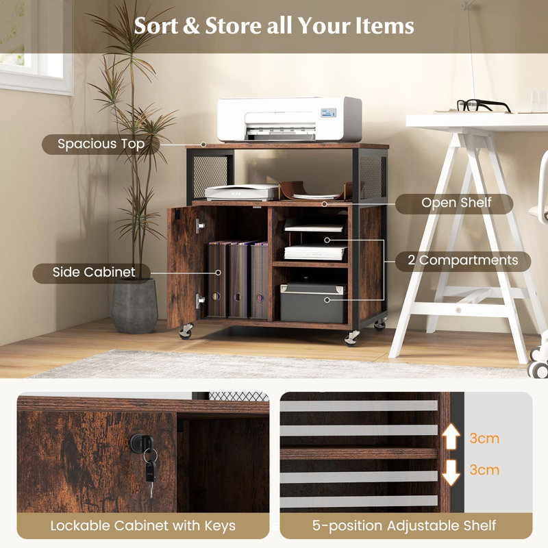 Ambrianna 60 cm W Filing Cabinet, Brown