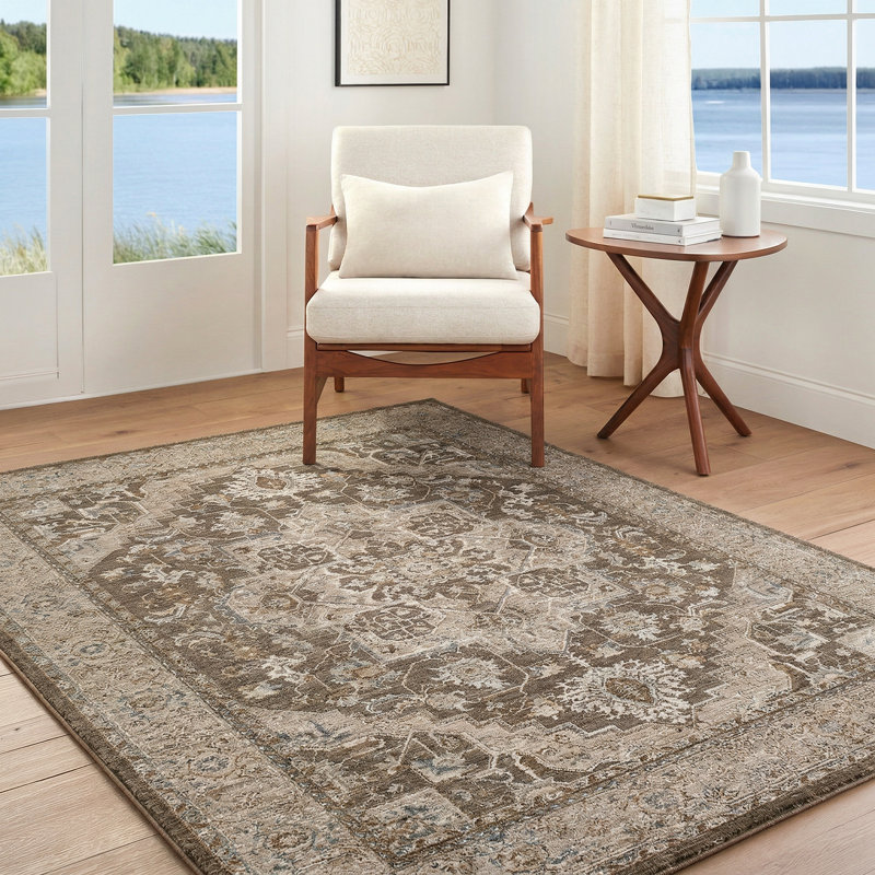 Moroccan Area Rug, Brown/Grey/Taupe, Rectangle 200 x 290 cm