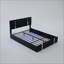 Lit plateforme relevable avec rangement intégré, revêtu de similicuir, tête de lit DEL RVB réglable, ports de chargement USB-C et sommier à lattes métalliques, lit moderne à assistance hydraulique-167360284-167360286